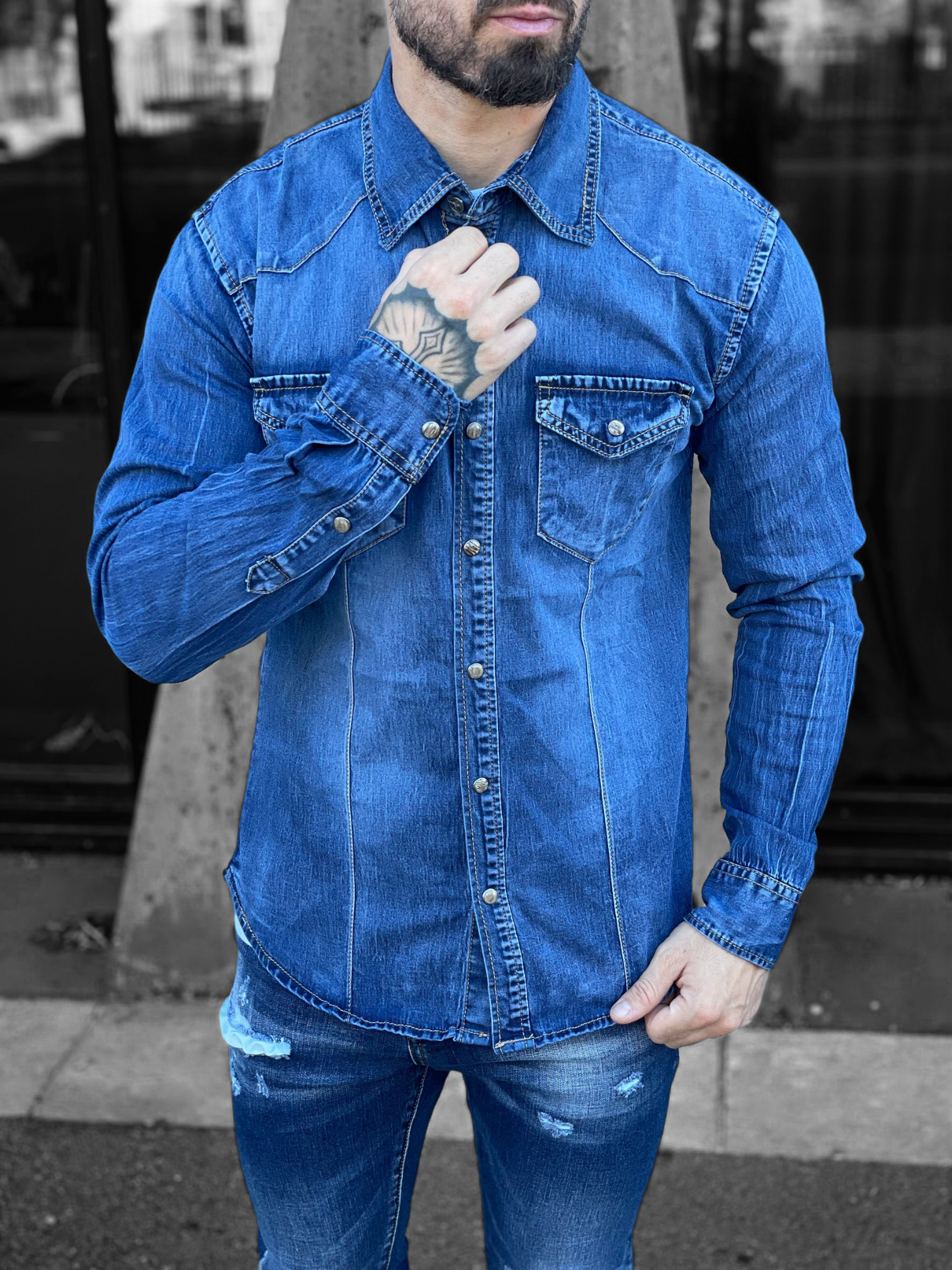 Frilivin - Chemise en jean bleu #CA-004 - Stayin