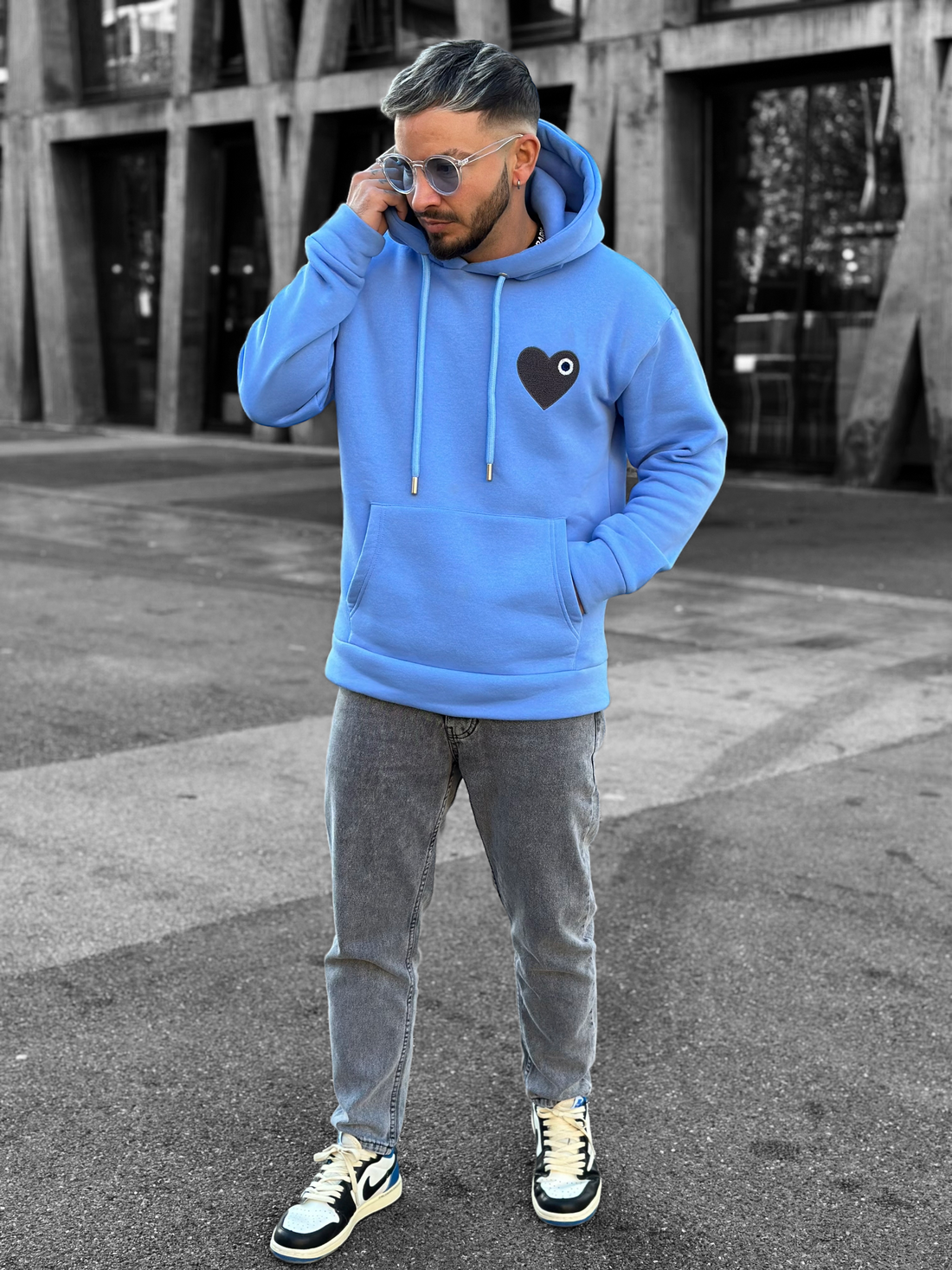 Sweat capuche Bleu Coeur - Stayin