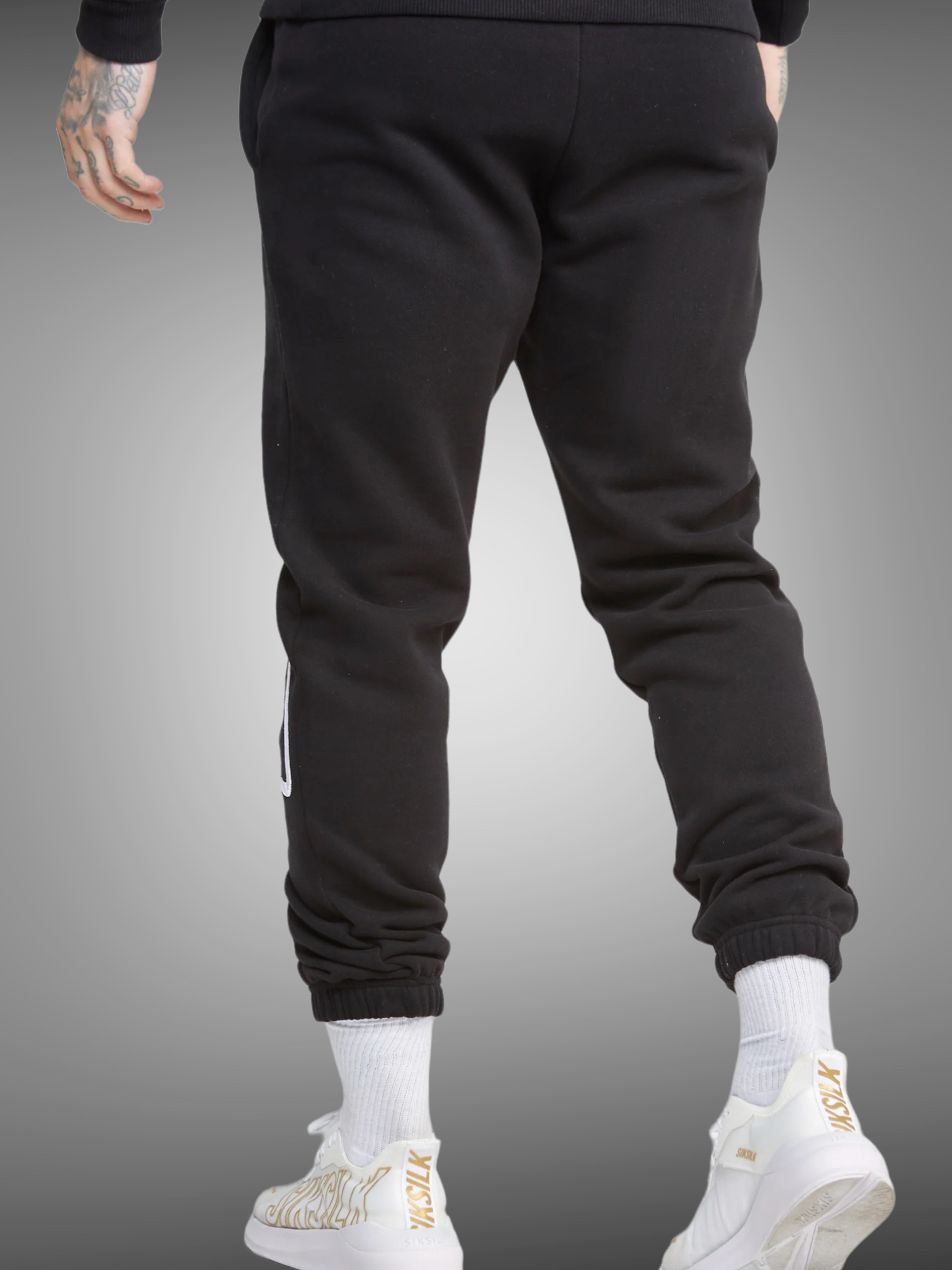 Siksilk - Black Script Embroidery Jogger - Stayin