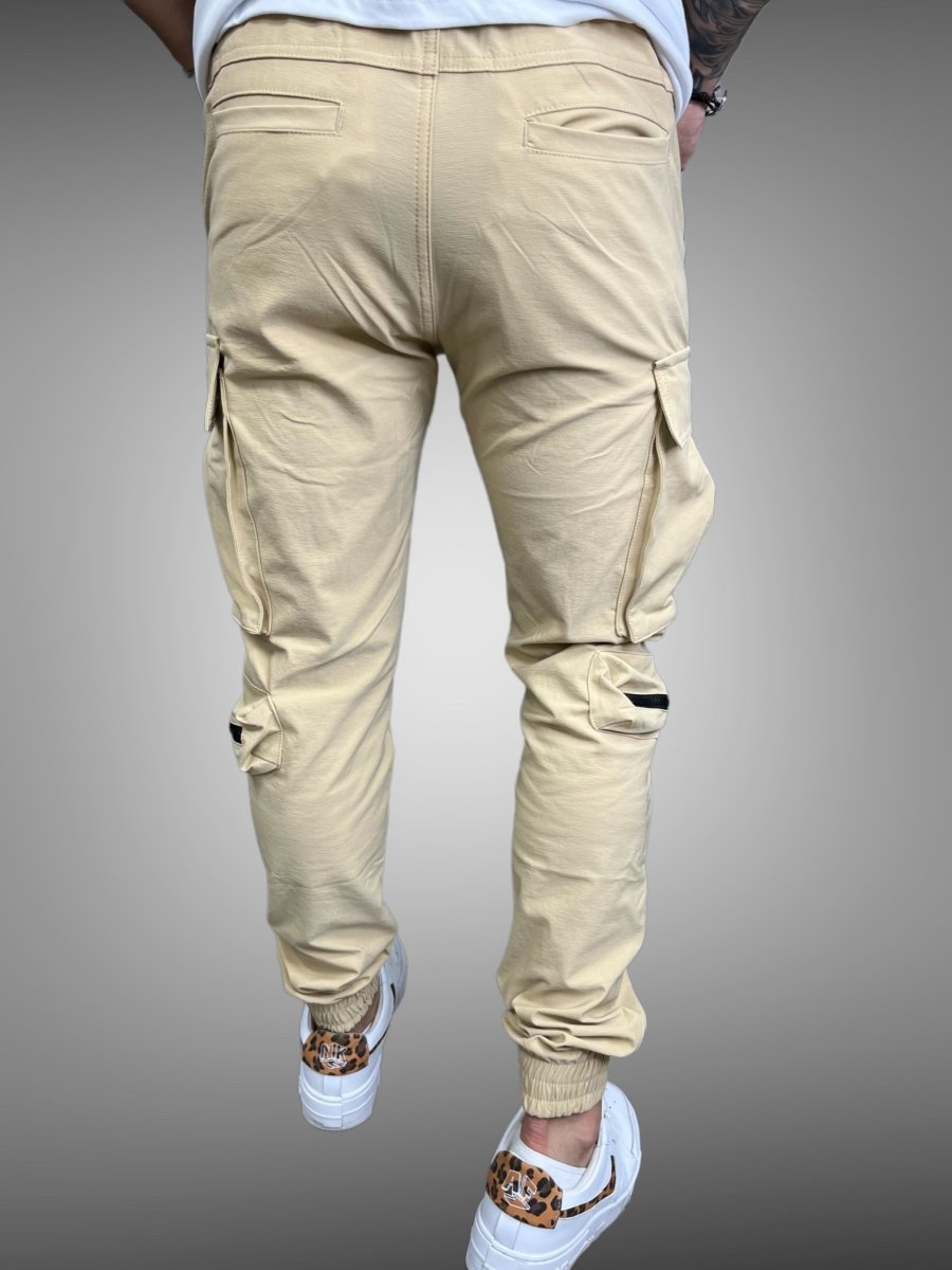 John H - Pantalon cargo poche Zip beige - Stayin