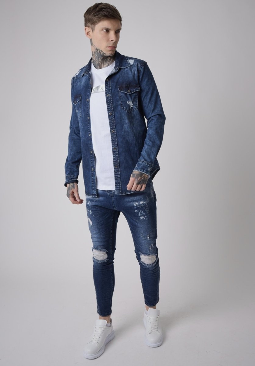 Project X Paris - Jean skinny bleu brut destroy - Stayin