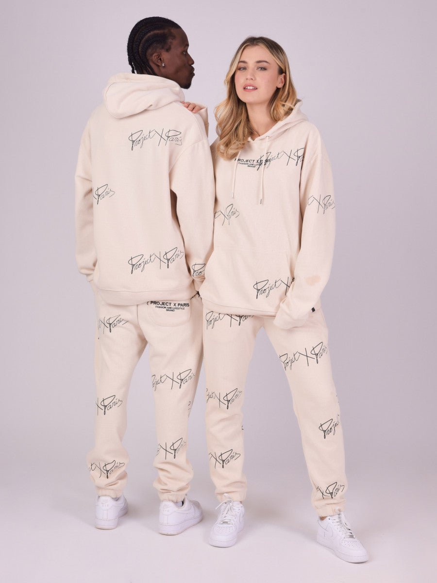 Project X Paris - Jogpant soft avec imprimé logo all over Biege - Stayin