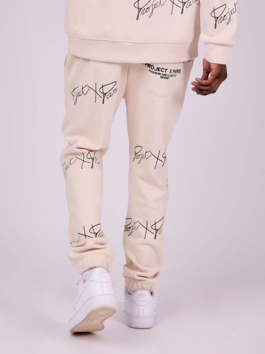 Project X Paris - Jogpant soft avec imprimé logo all over Biege - Stayin