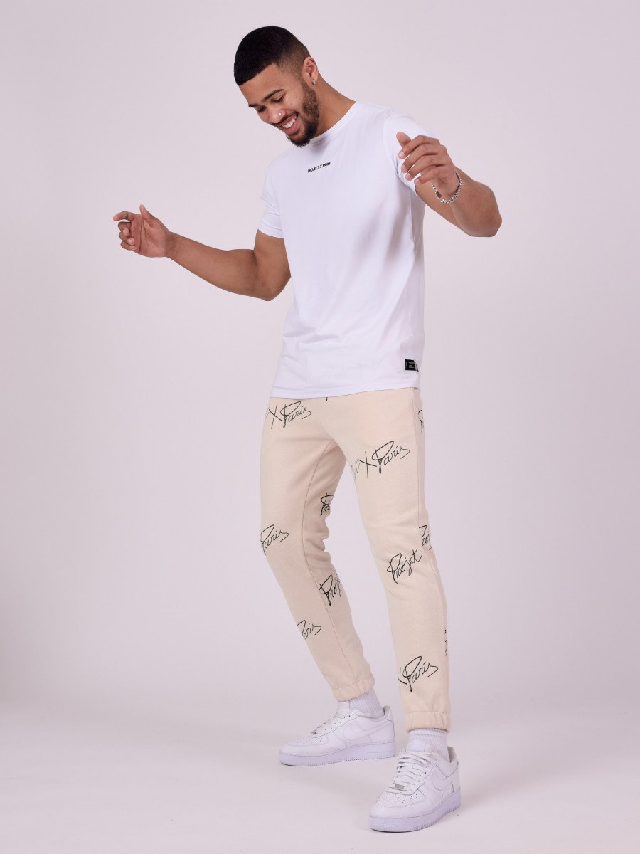 Project X Paris - Jogpant soft avec imprimé logo all over Biege - Stayin