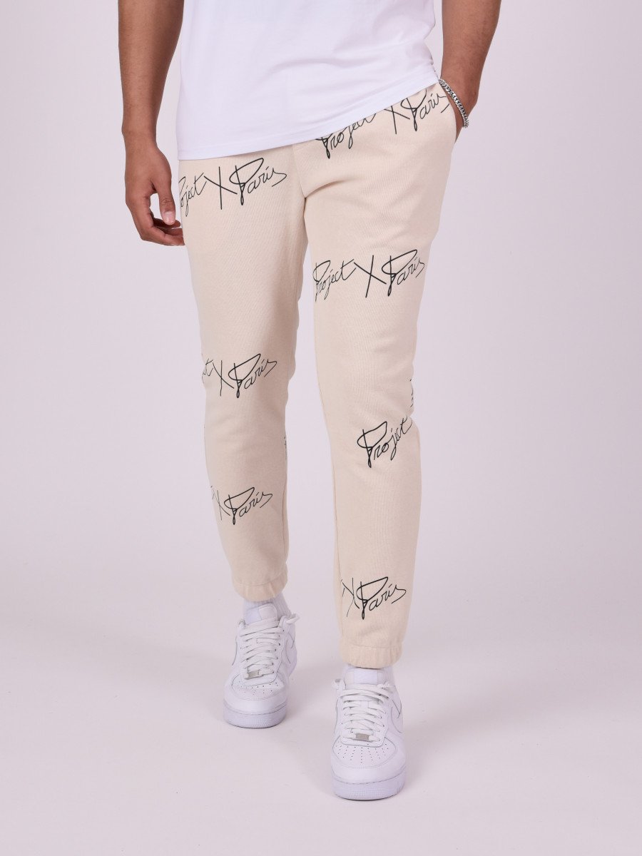 Project X Paris - Jogpant soft avec imprimé logo all over Biege - Stayin