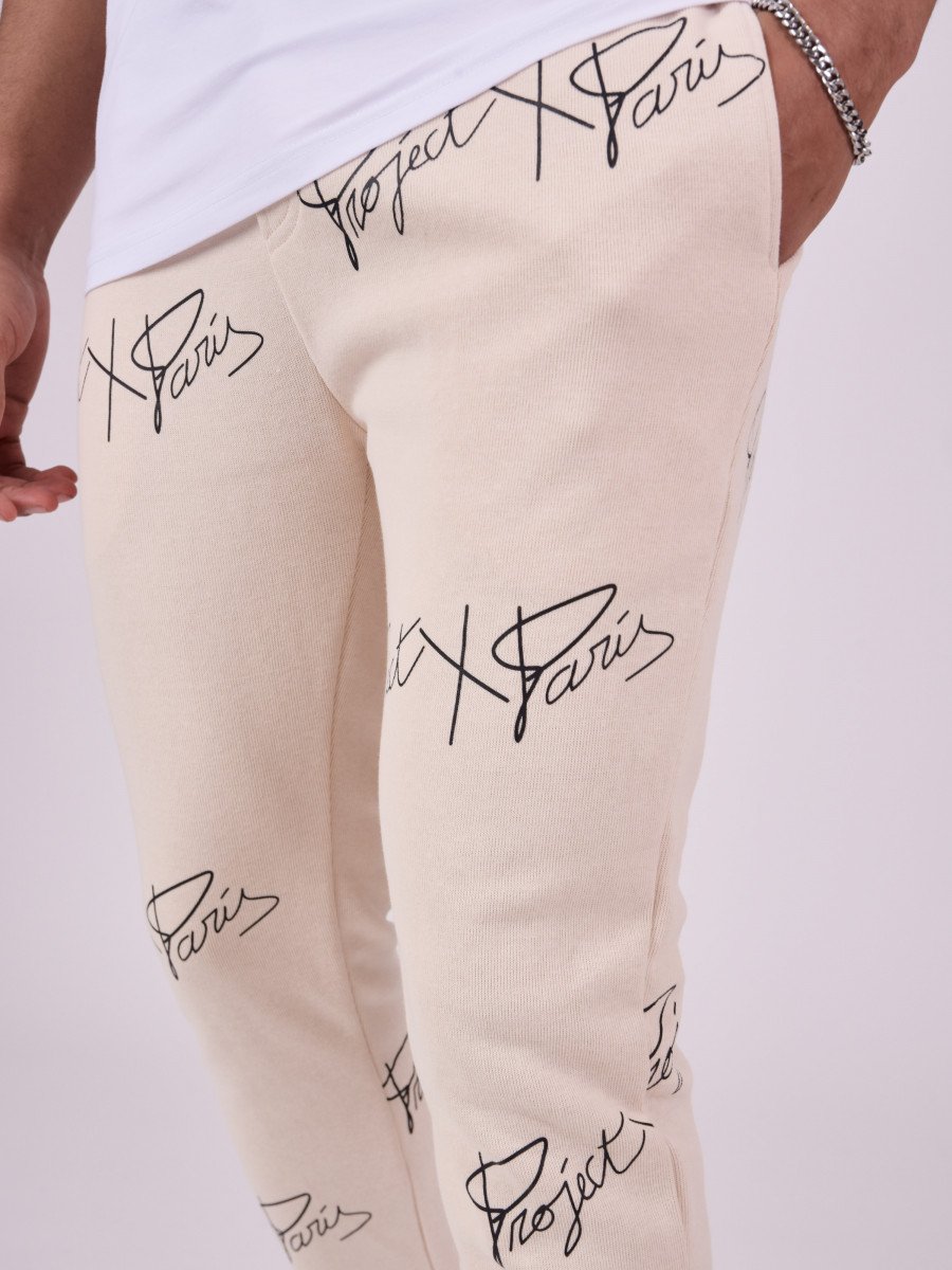 Project X Paris - Jogpant soft avec imprimé logo all over Biege - Stayin