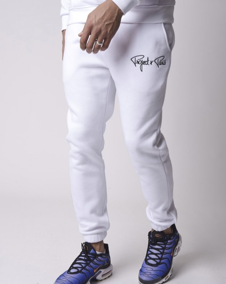 Project X Paris White Embroidered Joggers